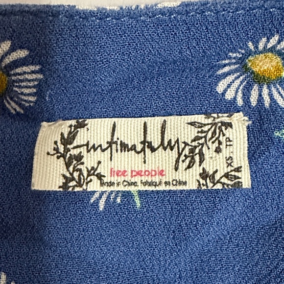 Free People Forties Feels Blue Floral Print Top Bell Sleeve Bodysuit Boho - Picture 11 of 15